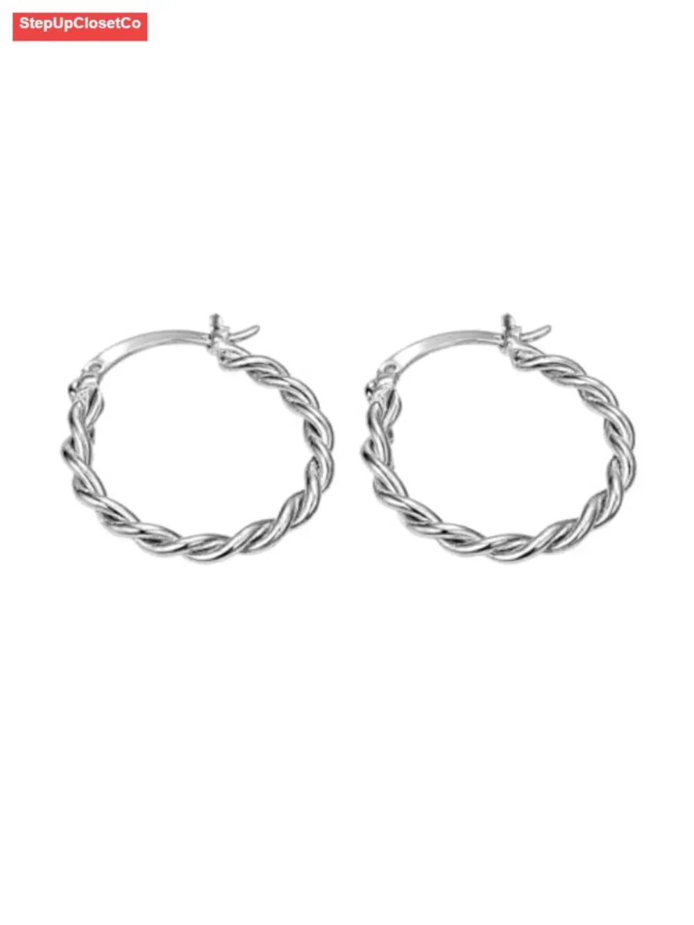 18K Gold Plated Twisted Rope Hoop Earrings for Women Chunky Braided Circle